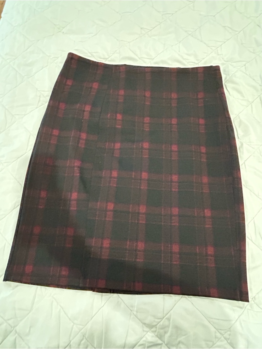 Liverpool Black and Burgundy Plaid Pencil Skirt